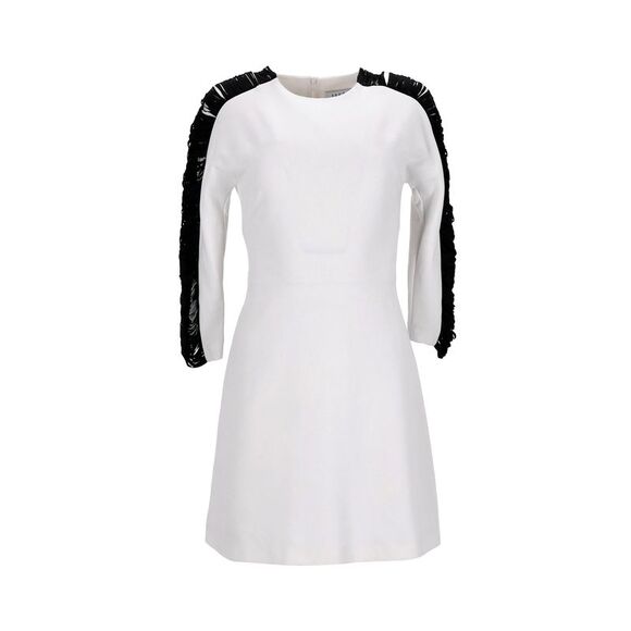 Sandro Side Sleeve Fringe Dress in White Polyester